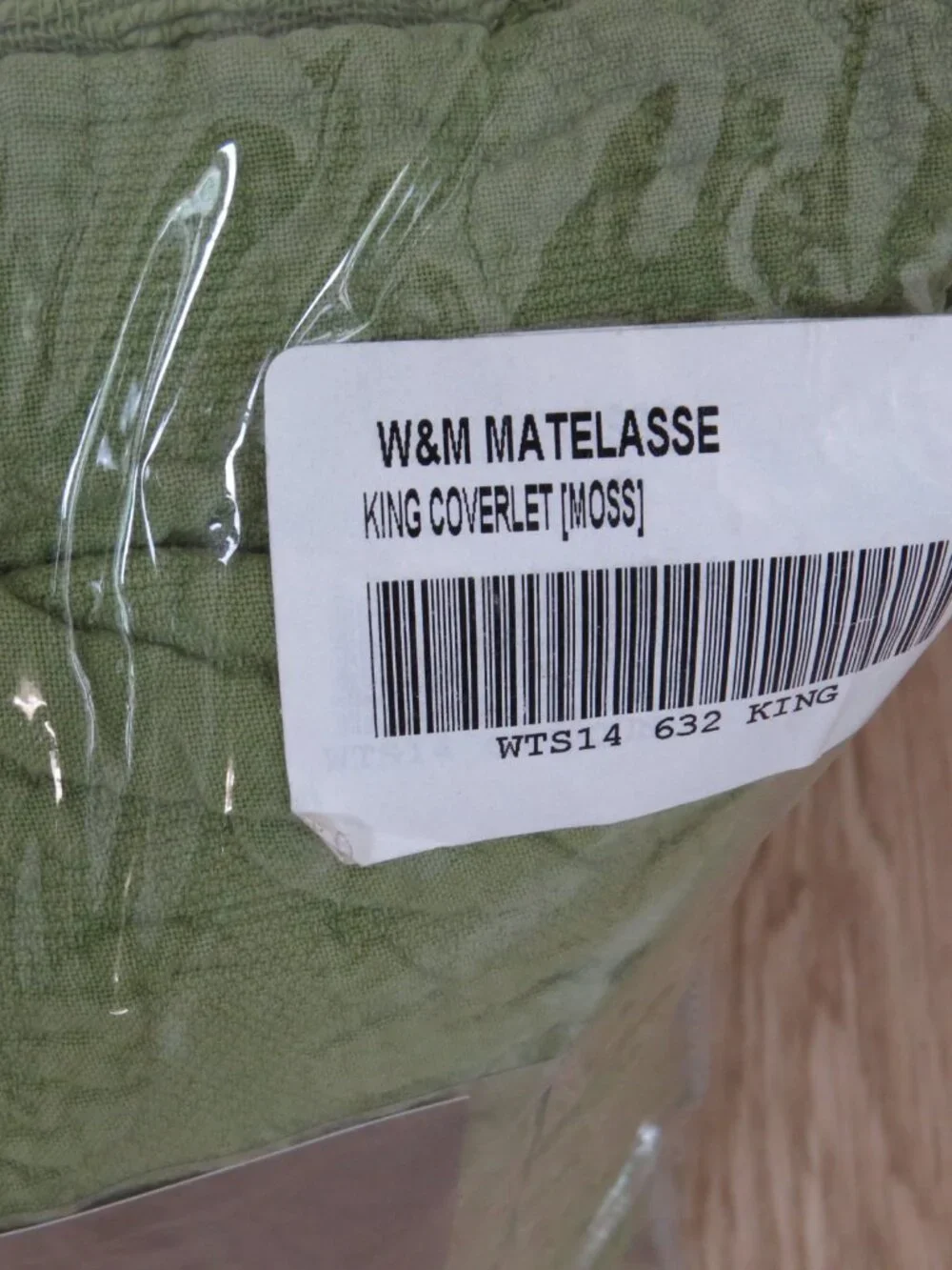 Williamsburg William & Mary Matelasse Coverlet SIZE King Moss Green